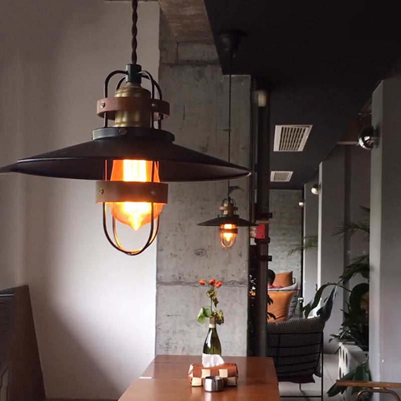 Suspension contemporaine en fer industriel avec abat-jour en forme de cône à 1 lumière pour salle à manger 