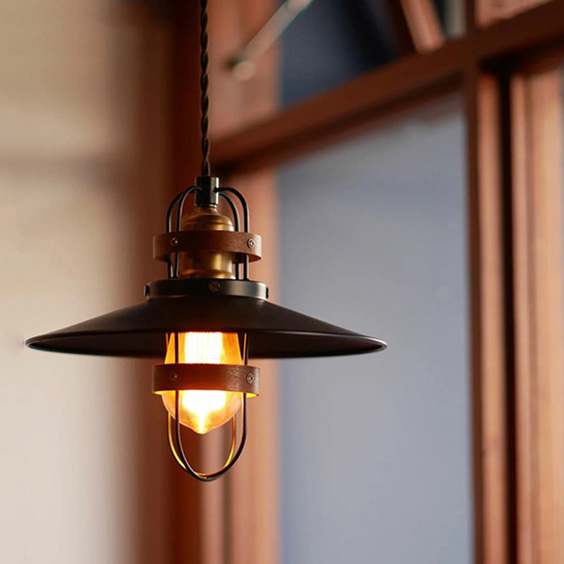 Suspension contemporaine en fer industriel avec abat-jour en forme de cône à 1 lumière pour salle à manger 