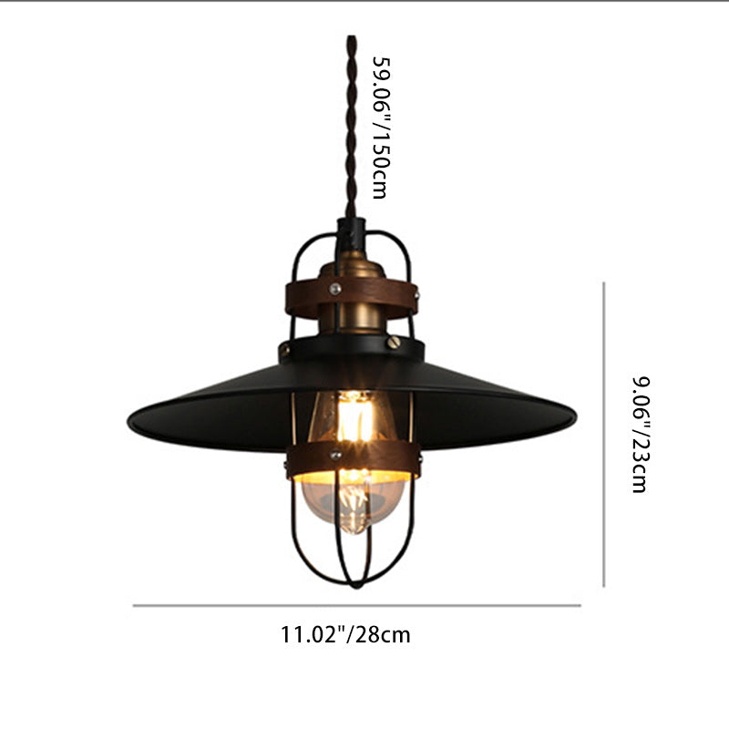 Suspension contemporaine en fer industriel avec abat-jour en forme de cône à 1 lumière pour salle à manger 
