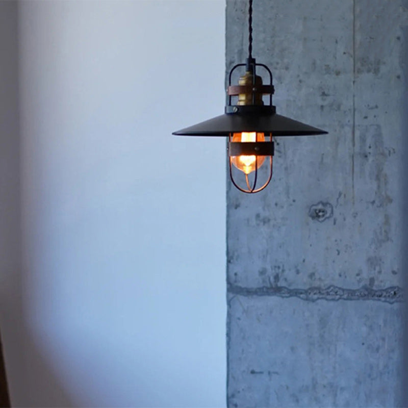 Suspension contemporaine en fer industriel avec abat-jour en forme de cône à 1 lumière pour salle à manger 