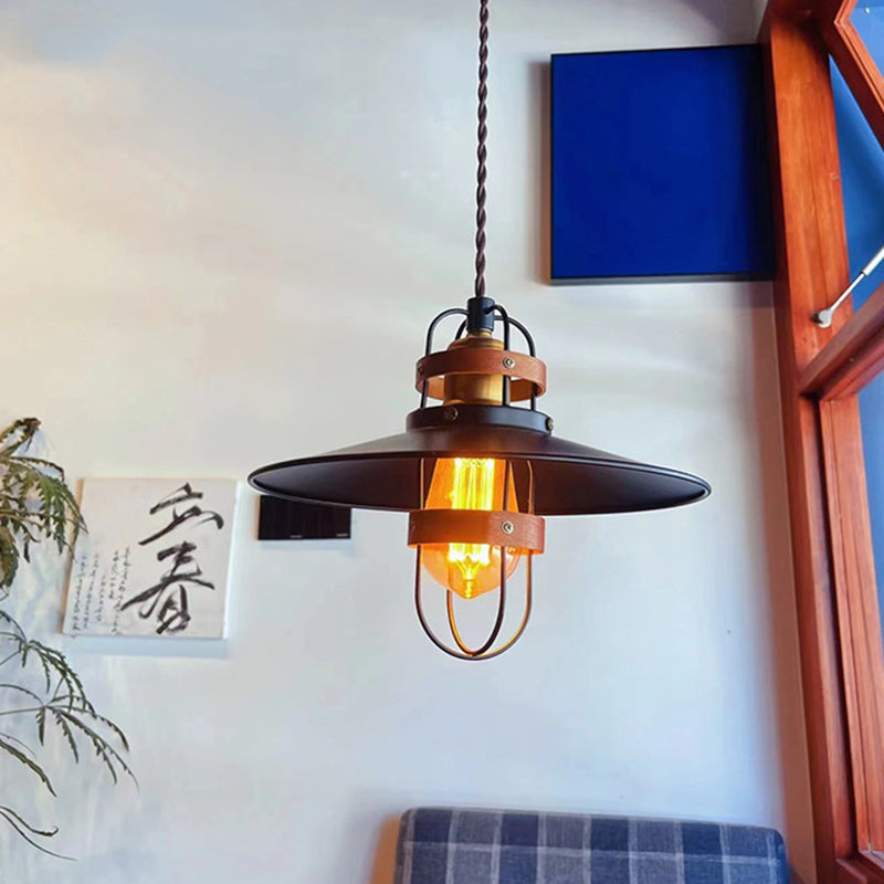 Suspension contemporaine en fer industriel avec abat-jour en forme de cône à 1 lumière pour salle à manger 
