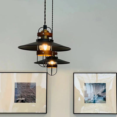 Suspension contemporaine en fer industriel avec abat-jour en forme de cône à 1 lumière pour salle à manger 