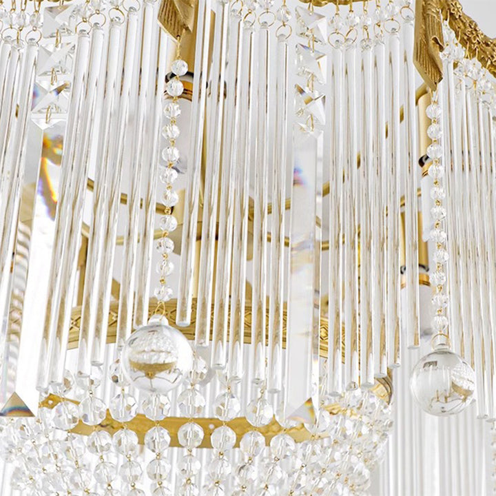 Traditional French Brass Crystal Bow Tie Tassel 4/6/8 Light Chandeliers For Living Room