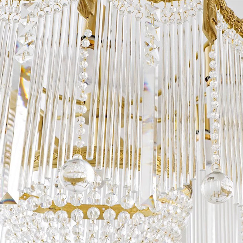 Traditionelle französische Messing-Kristall-Fliege Quaste 6/7/8 Licht Kronleuchter für Wohnzimmer 