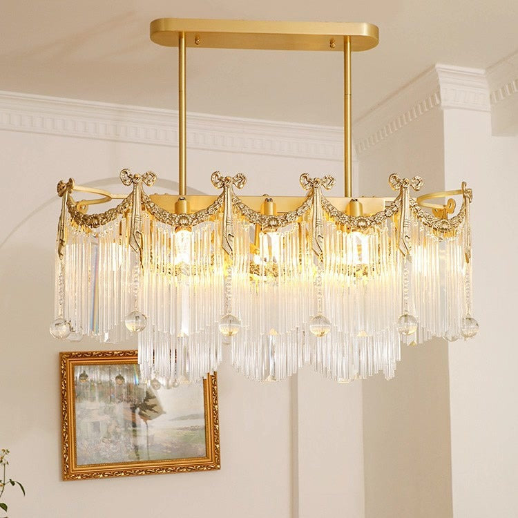 Traditioneller französischer Messing-Glas-Fliegen-Tassel 11/14/20 Licht-Kronleuchter Insellicht für Esszimmer 