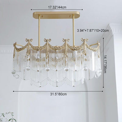 Traditioneller französischer Messing-Glas-Fliegen-Tassel 11/14/20 Licht-Kronleuchter Insellicht für Esszimmer 