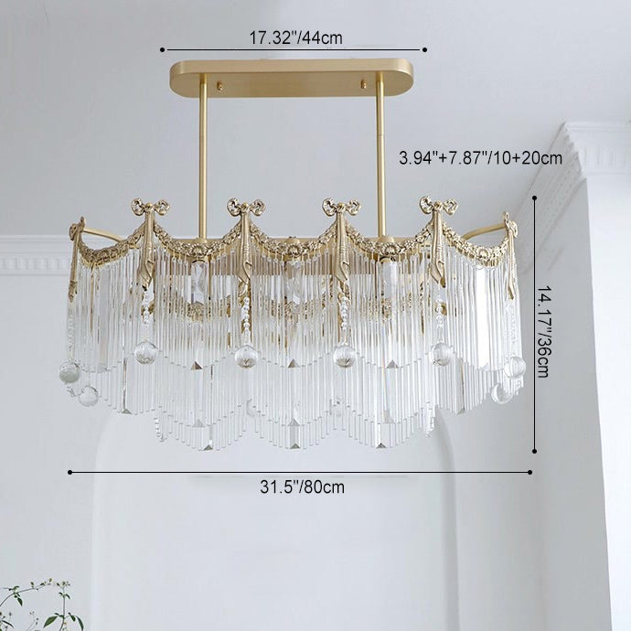 Traditioneller französischer Messing-Glas-Fliegen-Tassel 11/14/20 Licht-Kronleuchter Insellicht für Esszimmer 