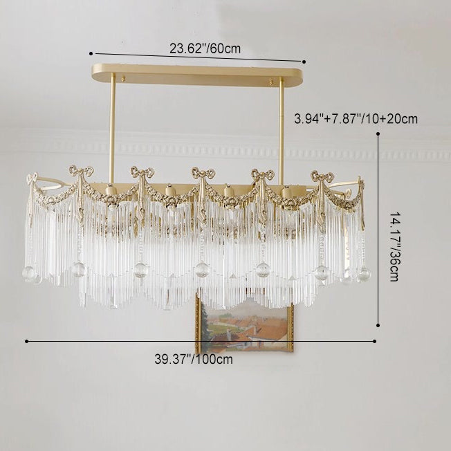 Traditioneller französischer Messing-Glas-Fliegen-Tassel 11/14/20 Licht-Kronleuchter Insellicht für Esszimmer 
