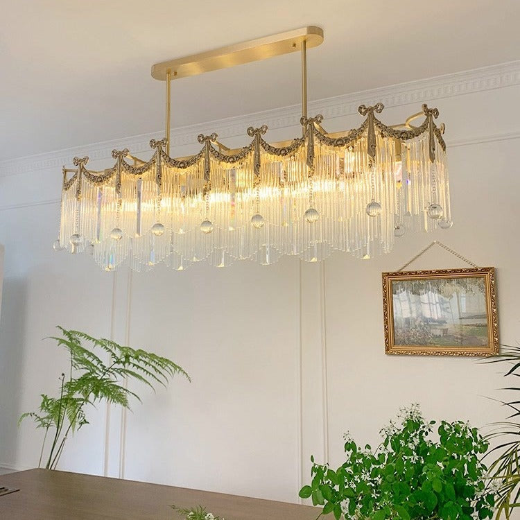 Lustre traditionnel français en laiton avec verre, nœud papillon et pampilles 11/14/20 lumières pour salle à manger 