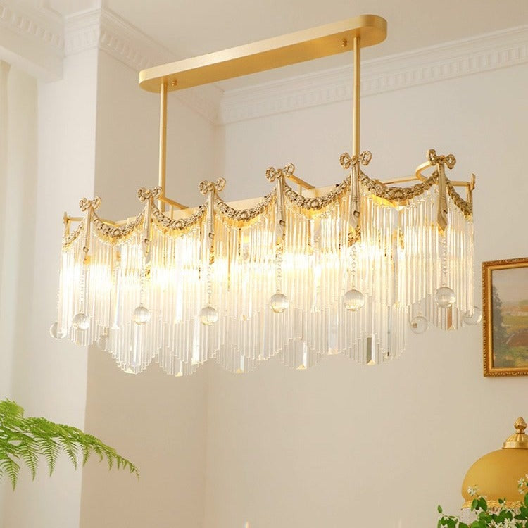 Lustre traditionnel français en laiton avec verre, nœud papillon et pampilles 11/14/20 lumières pour salle à manger 