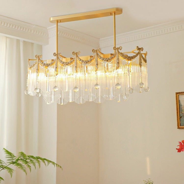 Lustre traditionnel français en laiton avec verre, nœud papillon et pampilles 11/14/20 lumières pour salle à manger 