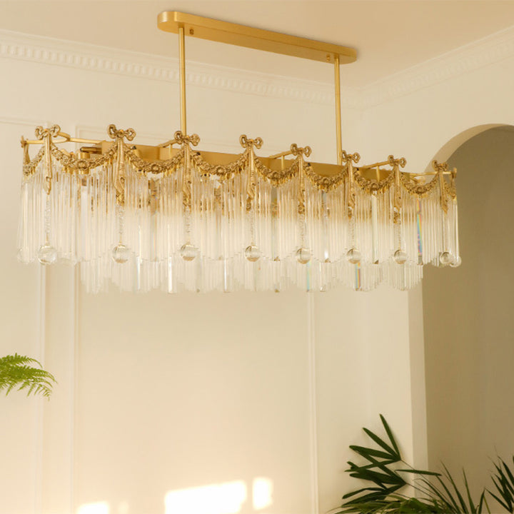 Lustre traditionnel français en laiton avec verre, nœud papillon et pampilles 11/14/20 lumières pour salle à manger 