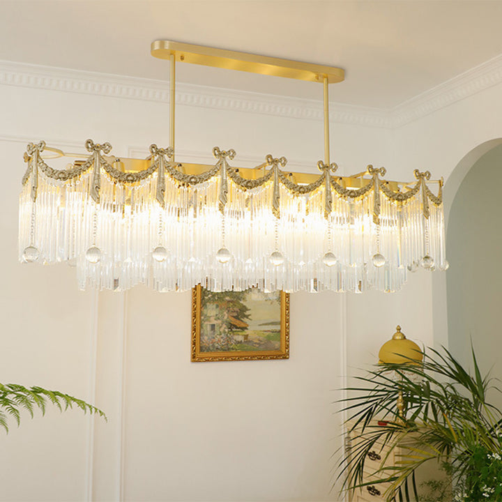 Lustre traditionnel français en laiton avec verre, nœud papillon et pampilles 11/14/20 lumières pour salle à manger 