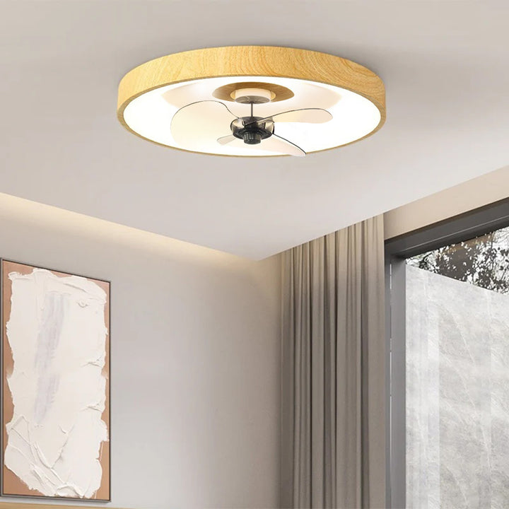 Modern Simplicity Round Iron Copper Acrylic LED Flush Mount Ceiling Fan Light For Bedroom