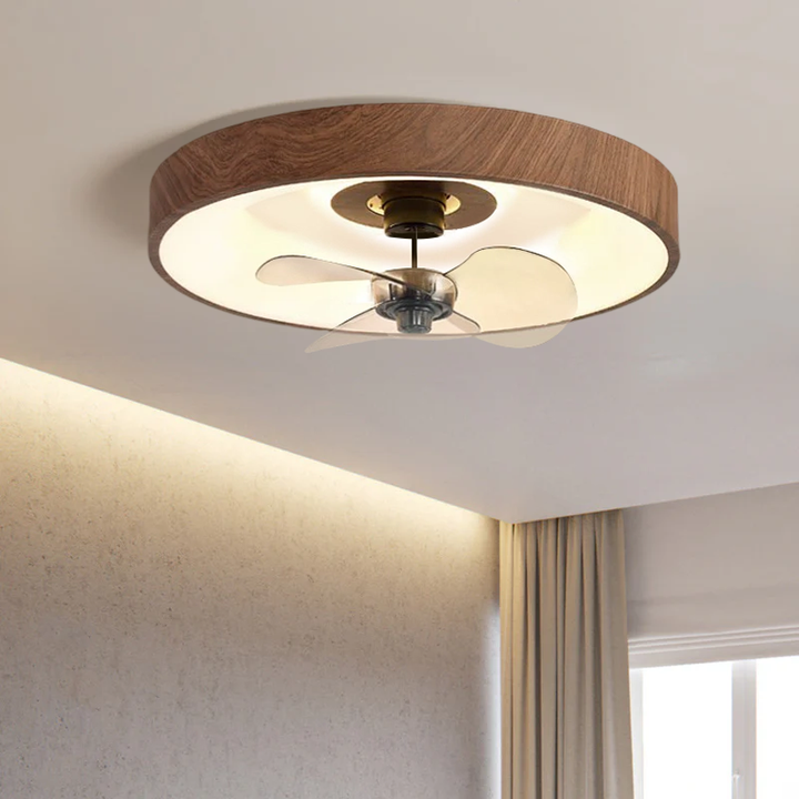 Modern Simplicity Round Iron Copper Acrylic LED Flush Mount Ceiling Fan Light For Bedroom