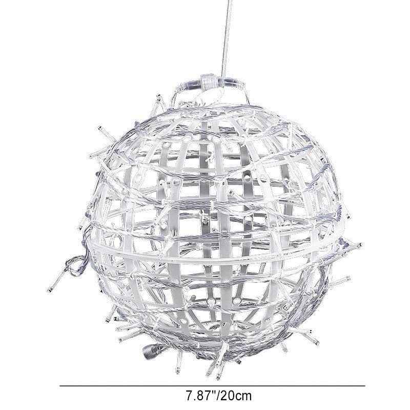 Moderne Art Deco Solar Wasserdichte Geflechtkugel Hängende PVC Kunststoff LED Außenleuchte Landschaftsbeleuchtung für den Garten 