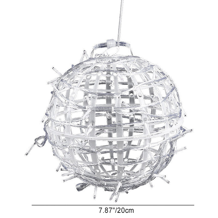 Moderne Art Deco Solar Wasserdichte Geflechtkugel Hängende PVC Kunststoff LED Außenleuchte Landschaftsbeleuchtung für den Garten 
