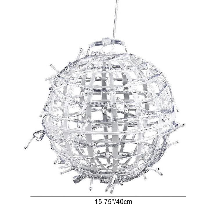 Moderne Art Deco Solar Wasserdichte Geflechtkugel Hängende PVC Kunststoff LED Außenleuchte Landschaftsbeleuchtung für den Garten 