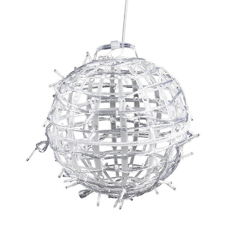 Moderne Art Deco Solar Wasserdichte Geflechtkugel Hängende PVC Kunststoff LED Außenleuchte Landschaftsbeleuchtung für den Garten 