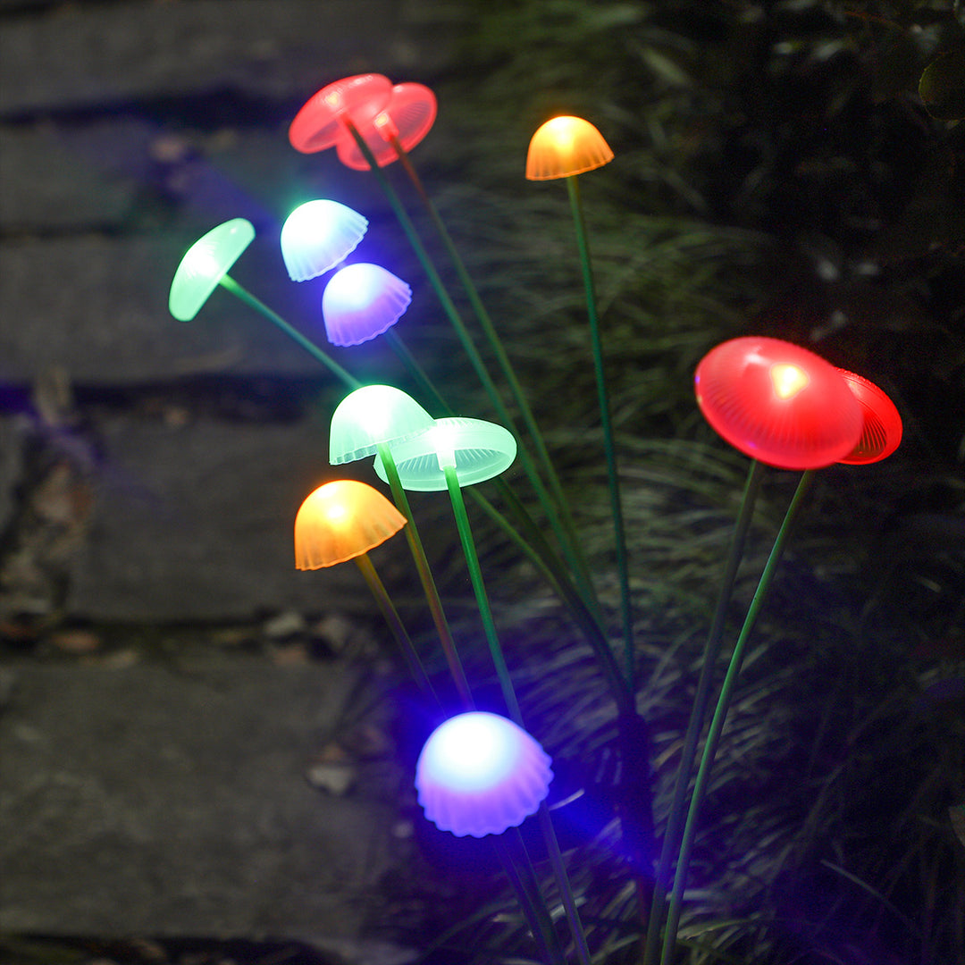 Éclairage de paysage moderne Art Déco solaire étanche en acier inoxydable à fibre optique ABS Silice Sakura Champignon LED pour jardin 