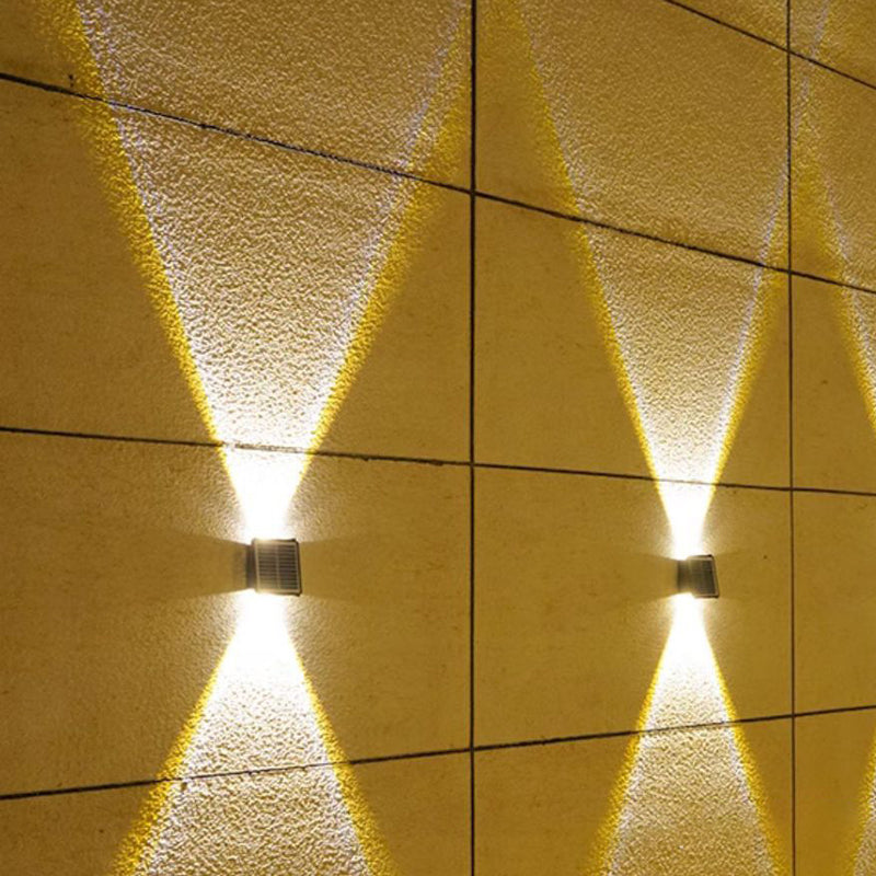Moderne Einfachheit Solar Wasserdichte Rechteckige ABS LED Wandleuchte für Außenbereich Terrasse 