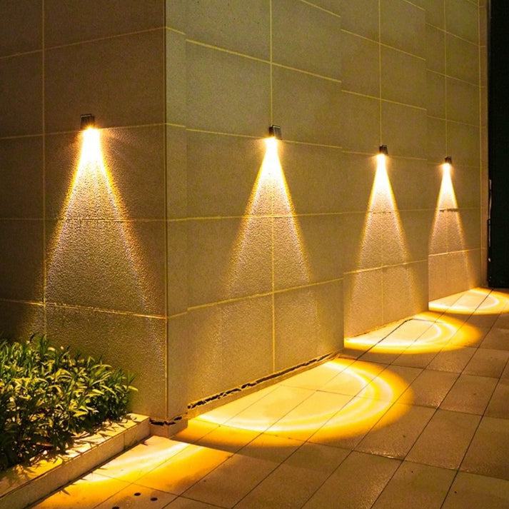 Moderne Einfachheit Solar Wasserdichte Rechteckige ABS LED Wandleuchte für Außenbereich Terrasse 