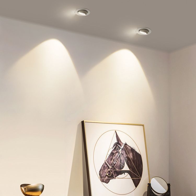 Plafonnier LED moderne et simple en aluminium rond avec projecteur rotatif pour salon 