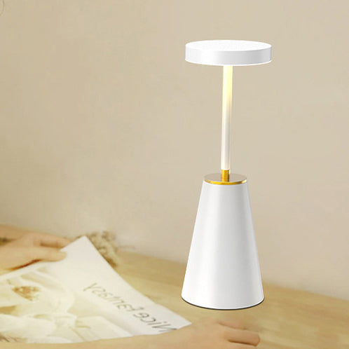 Lámpara de mesa LED de columna redonda con carga inalámbrica de PC de hierro impermeable de simplicidad moderna para mesita de noche 