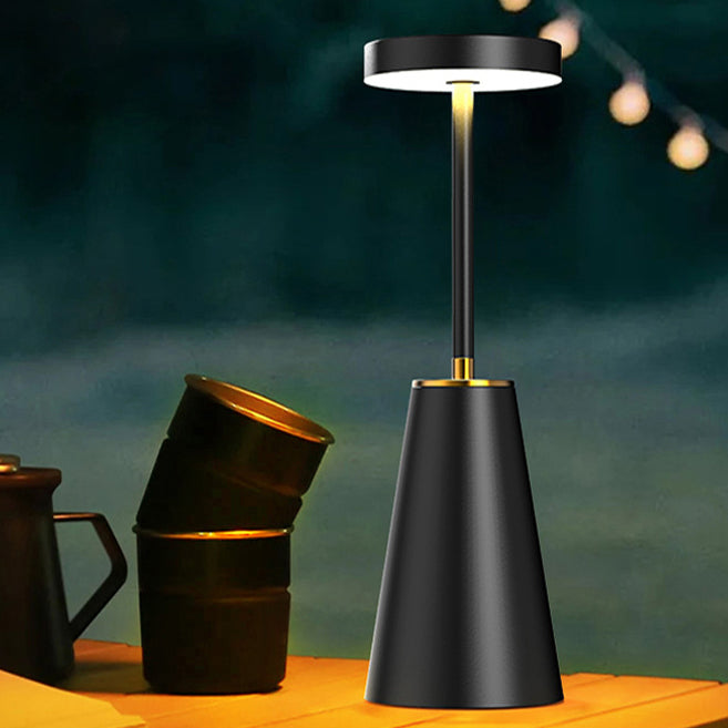 Lámpara de mesa LED de columna redonda con carga inalámbrica de PC de hierro impermeable de simplicidad moderna para mesita de noche 