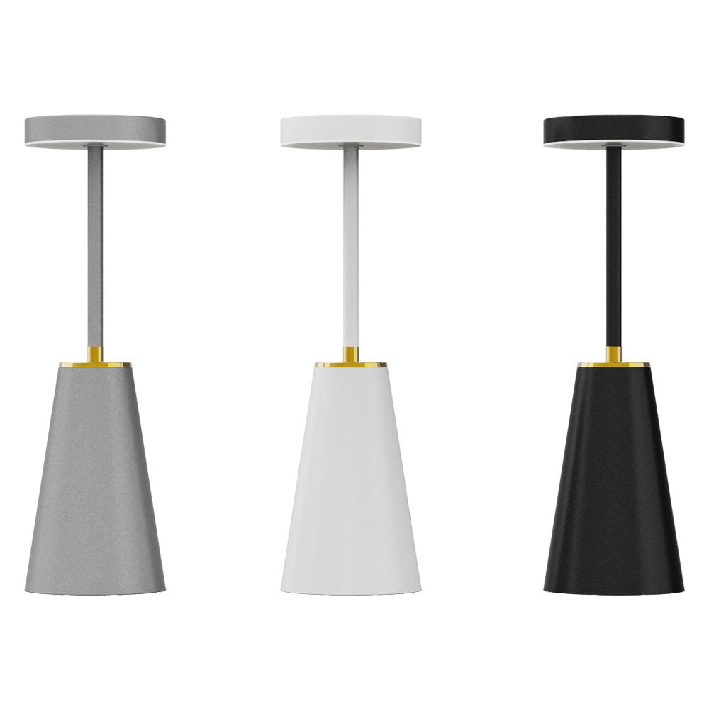 Lámpara de mesa LED de columna redonda con carga inalámbrica de PC de hierro impermeable de simplicidad moderna para mesita de noche 