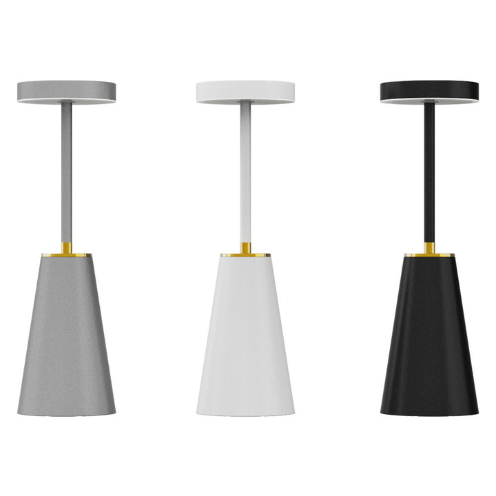 Lámpara de mesa LED de columna redonda con carga inalámbrica de PC de hierro impermeable de simplicidad moderna para mesita de noche 