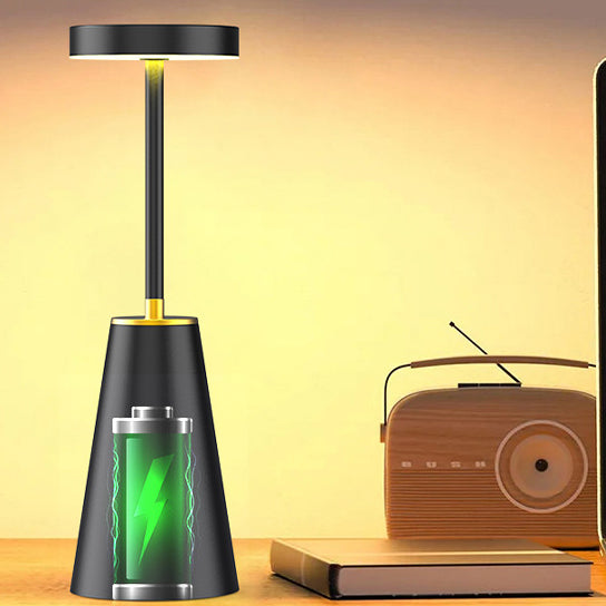 Lámpara de mesa LED de columna redonda con carga inalámbrica de PC de hierro impermeable de simplicidad moderna para mesita de noche 