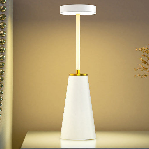 Lámpara de mesa LED de columna redonda con carga inalámbrica de PC de hierro impermeable de simplicidad moderna para mesita de noche 