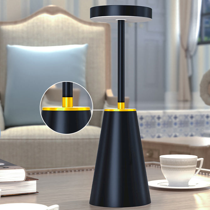 Lámpara de mesa LED de columna redonda con carga inalámbrica de PC de hierro impermeable de simplicidad moderna para mesita de noche 