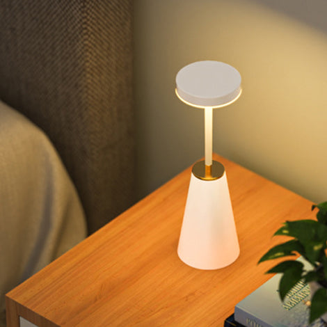 Lámpara de mesa LED de columna redonda con carga inalámbrica de PC de hierro impermeable de simplicidad moderna para mesita de noche 