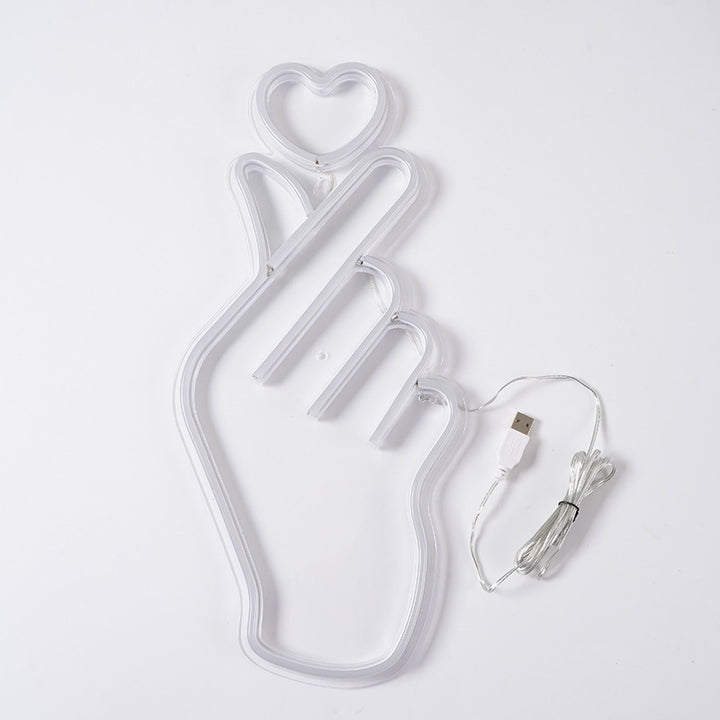 Contemporary Creative Waterproof Acrylic Heart Love Neon Light USB LED Table Lamp For Bedroom