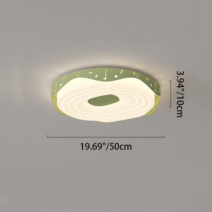 Plafonnier LED pour chambre à coucher en forme de beignet avec animaux suspendus, en fer PE rond pour enfants nordiques contemporains 