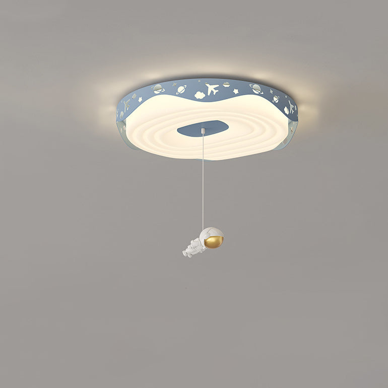 Plafonnier LED pour chambre à coucher en forme de beignet avec animaux suspendus, en fer PE rond pour enfants nordiques contemporains 