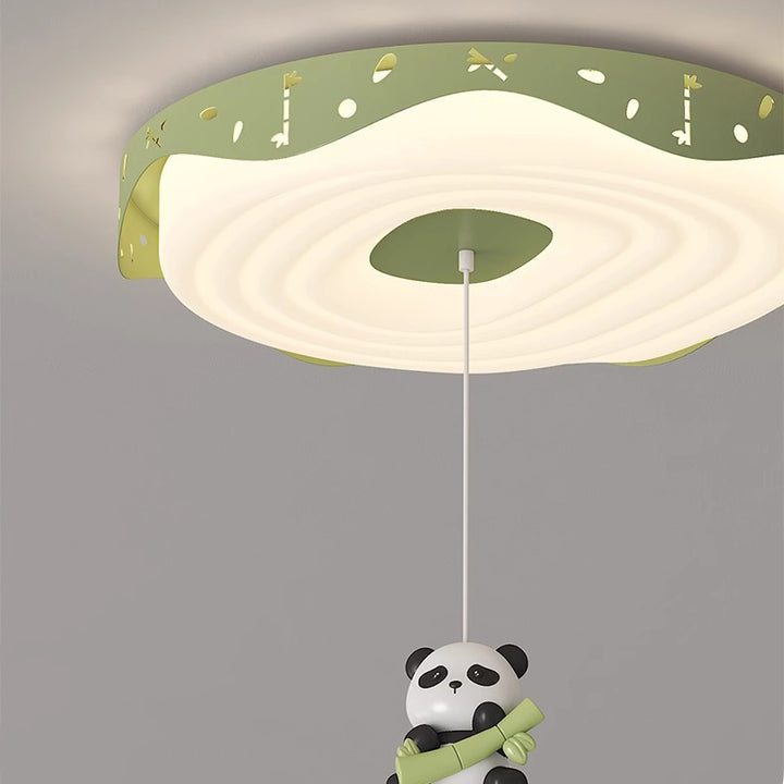 Plafonnier LED pour chambre à coucher en forme de beignet avec animaux suspendus, en fer PE rond pour enfants nordiques contemporains 
