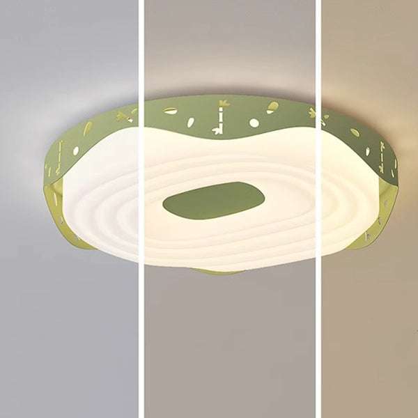 Plafonnier LED pour chambre à coucher en forme de beignet avec animaux suspendus, en fer PE rond pour enfants nordiques contemporains 