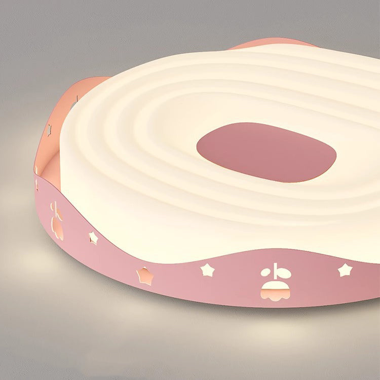 Plafonnier LED pour chambre à coucher en forme de beignet avec animaux suspendus, en fer PE rond pour enfants nordiques contemporains 