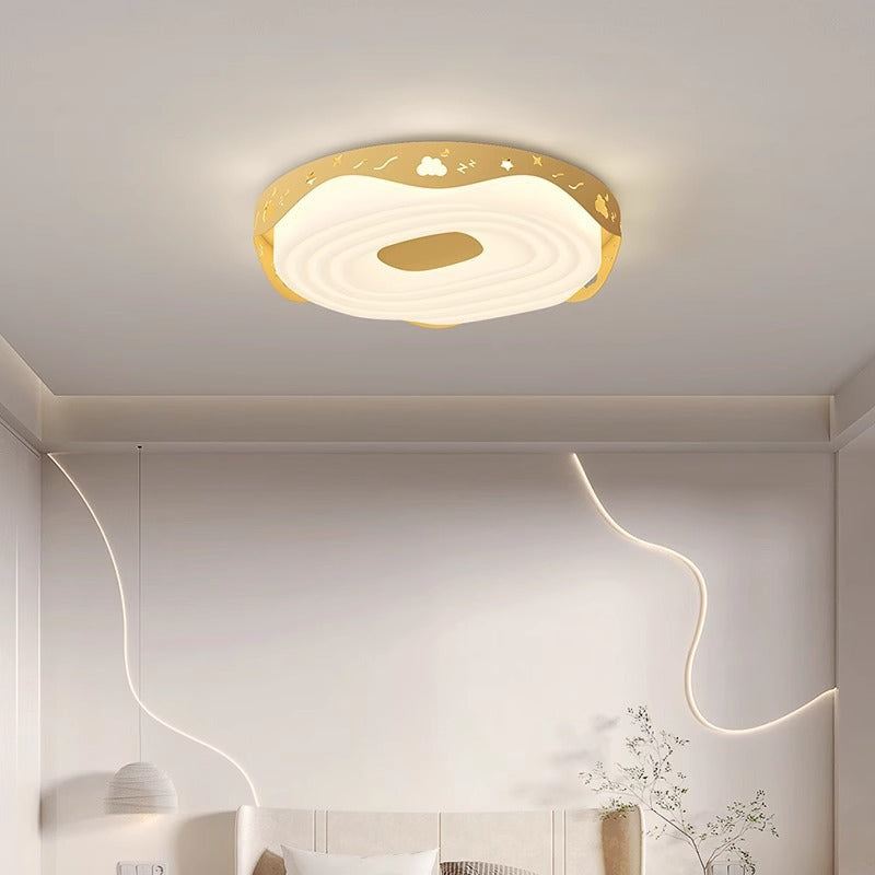 Plafonnier LED pour chambre à coucher en forme de beignet avec animaux suspendus, en fer PE rond pour enfants nordiques contemporains 