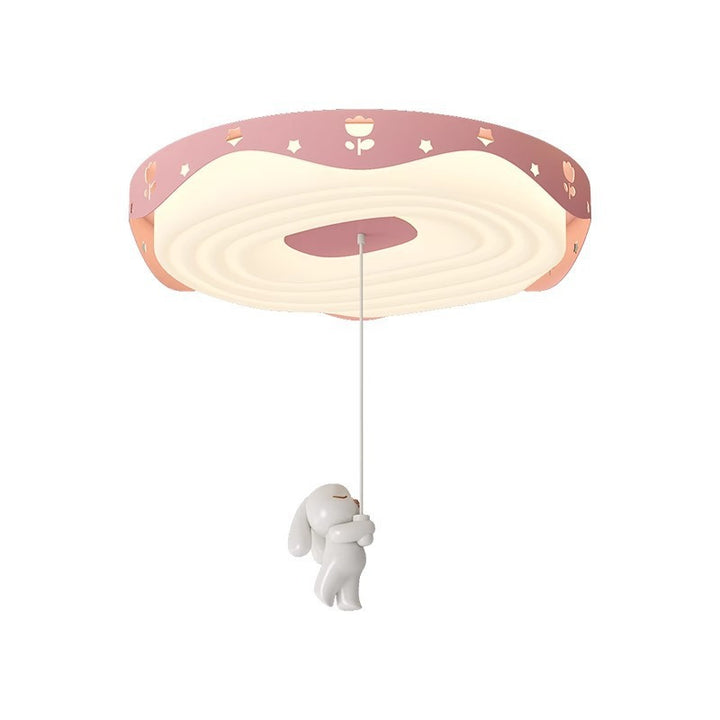 Plafonnier LED pour chambre à coucher en forme de beignet avec animaux suspendus, en fer PE rond pour enfants nordiques contemporains 