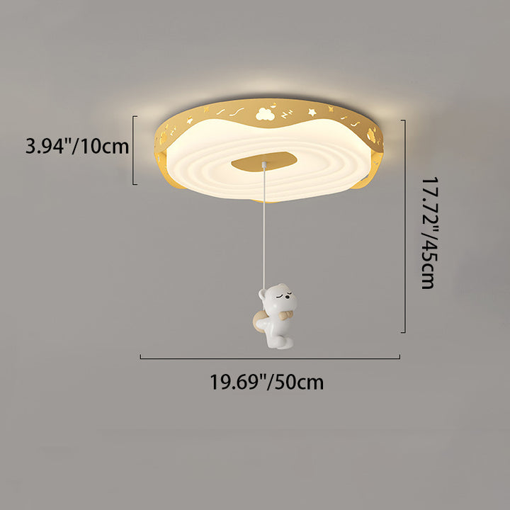 Plafonnier LED pour chambre à coucher en forme de beignet avec animaux suspendus, en fer PE rond pour enfants nordiques contemporains 