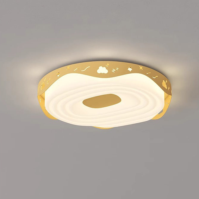 Plafonnier LED pour chambre à coucher en forme de beignet avec animaux suspendus, en fer PE rond pour enfants nordiques contemporains 