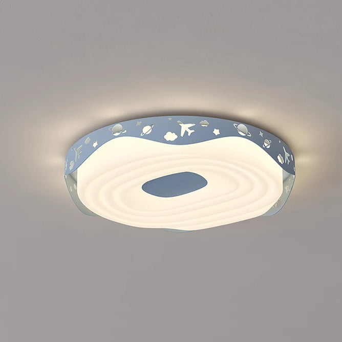Plafonnier LED pour chambre à coucher en forme de beignet avec animaux suspendus, en fer PE rond pour enfants nordiques contemporains 