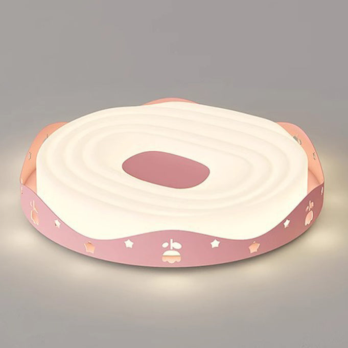 Plafonnier LED pour chambre à coucher en forme de beignet avec animaux suspendus, en fer PE rond pour enfants nordiques contemporains 
