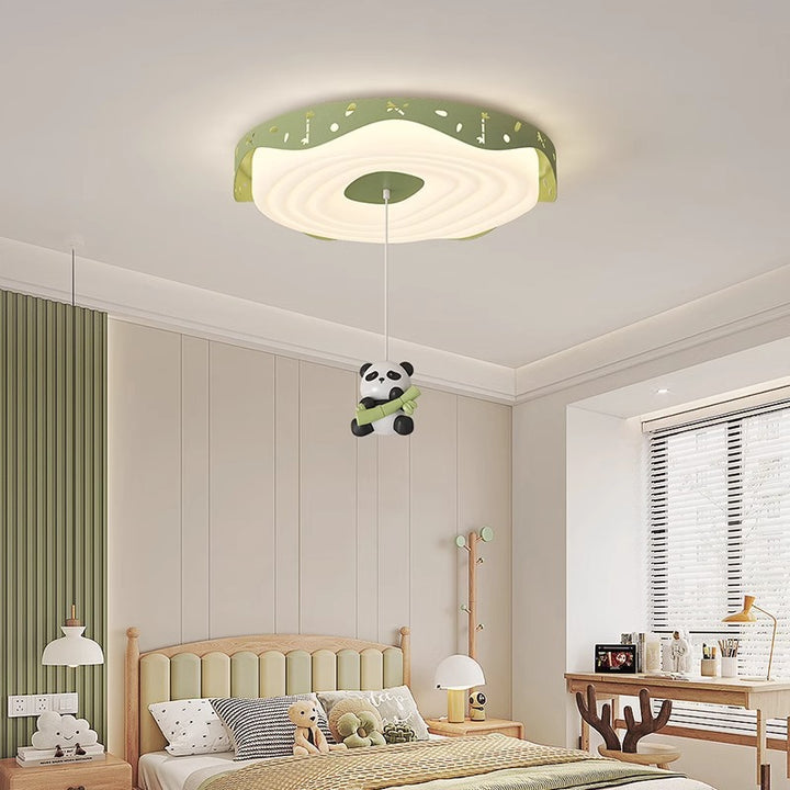 Plafonnier LED pour chambre à coucher en forme de beignet avec animaux suspendus, en fer PE rond pour enfants nordiques contemporains 