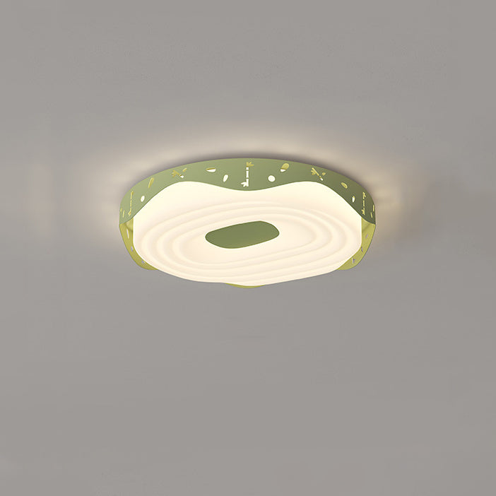 Plafonnier LED pour chambre à coucher en forme de beignet avec animaux suspendus, en fer PE rond pour enfants nordiques contemporains 