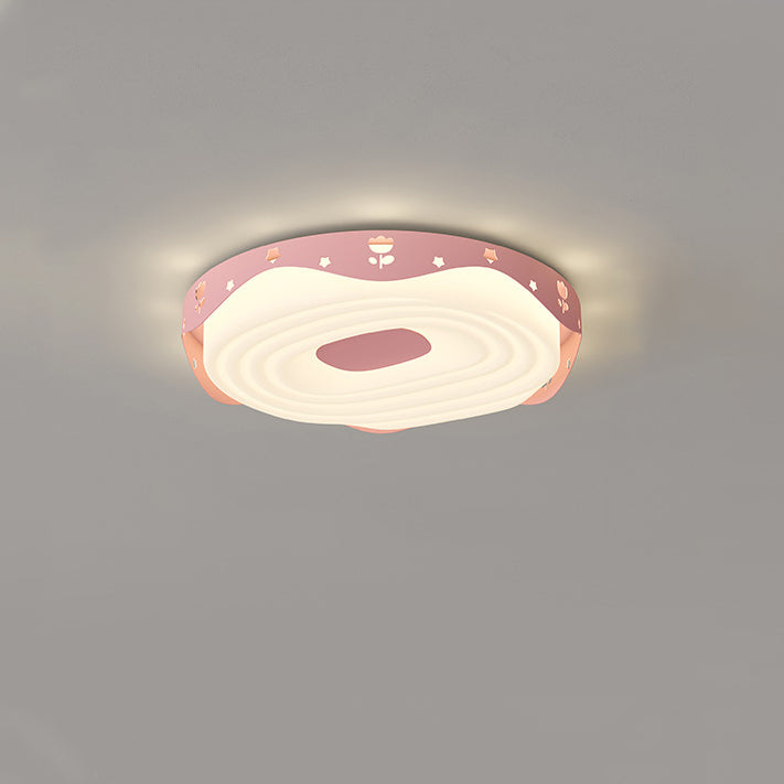 Plafonnier LED pour chambre à coucher en forme de beignet avec animaux suspendus, en fer PE rond pour enfants nordiques contemporains 